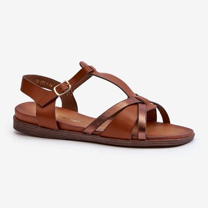 Women's Flat Sandals Made of Eco Leather Sergio Leone SK071H Brown