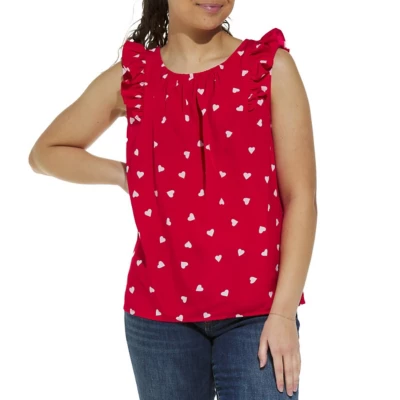 Women's Staccato Ruffle Heart Tank Top