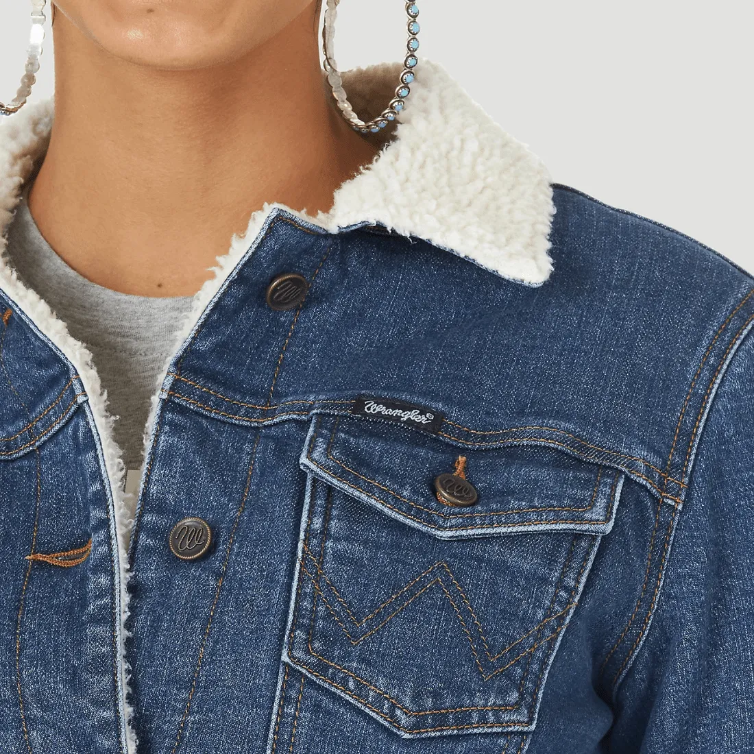 Wrangler Womens Sherpa Lined denim Jacket